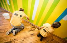 Volunteers painting