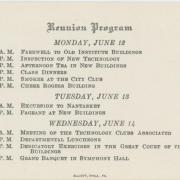 1916 Reunion program schedule; image courtesy of the MIT Museum